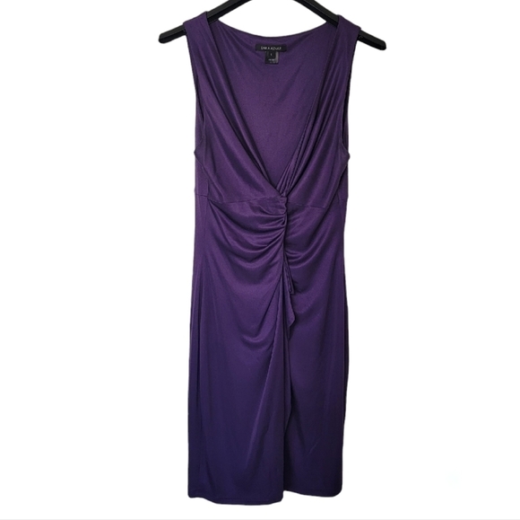 LAILA AZHAR Purple Silk Twist Front Dress Size Large - Picture 2 of 8